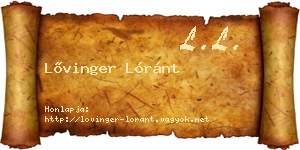 Lővinger Lóránt névjegykártya